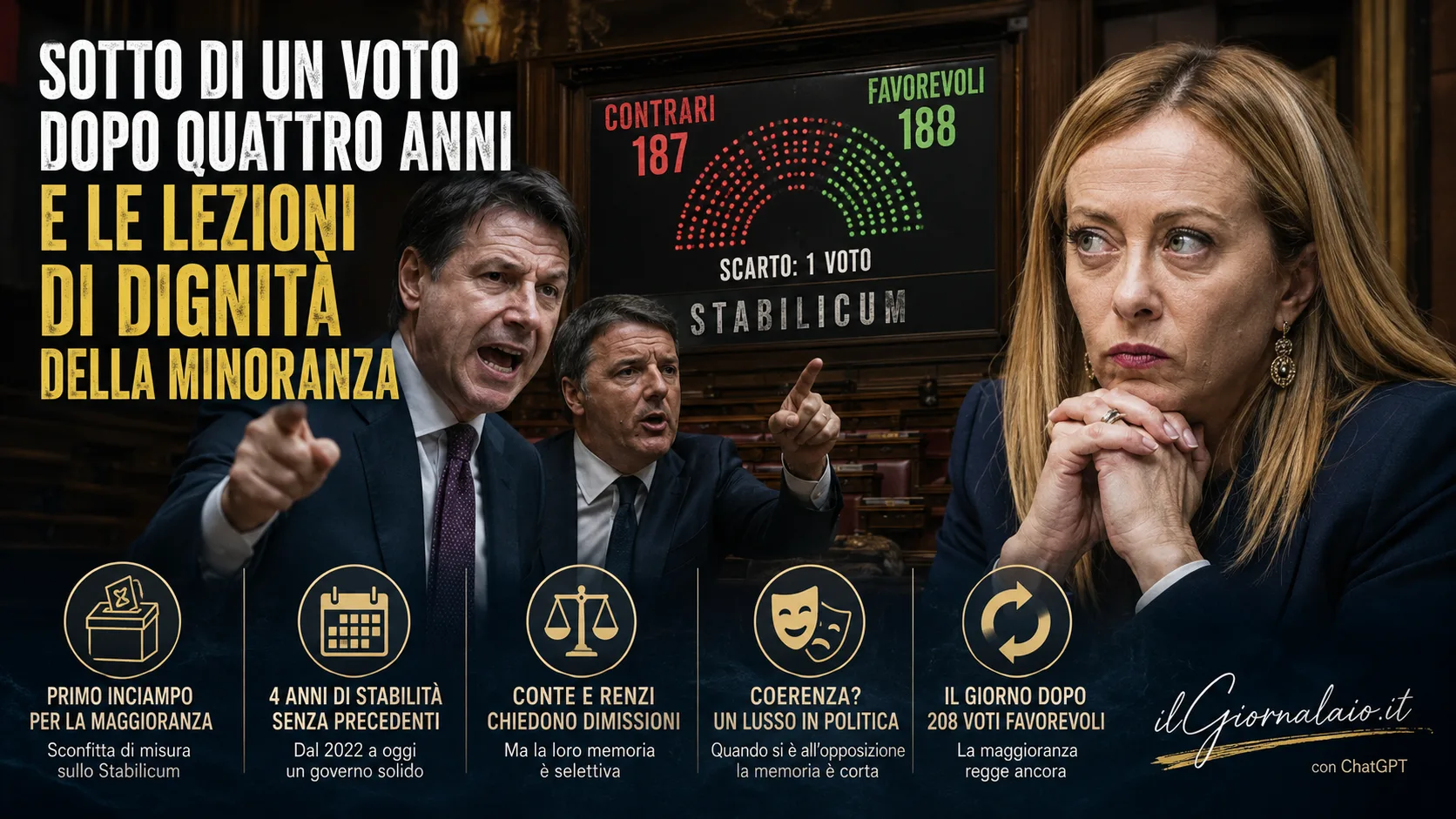 Sotto di un voto dopo quattro anni e le lezioni di dignità della minoranza