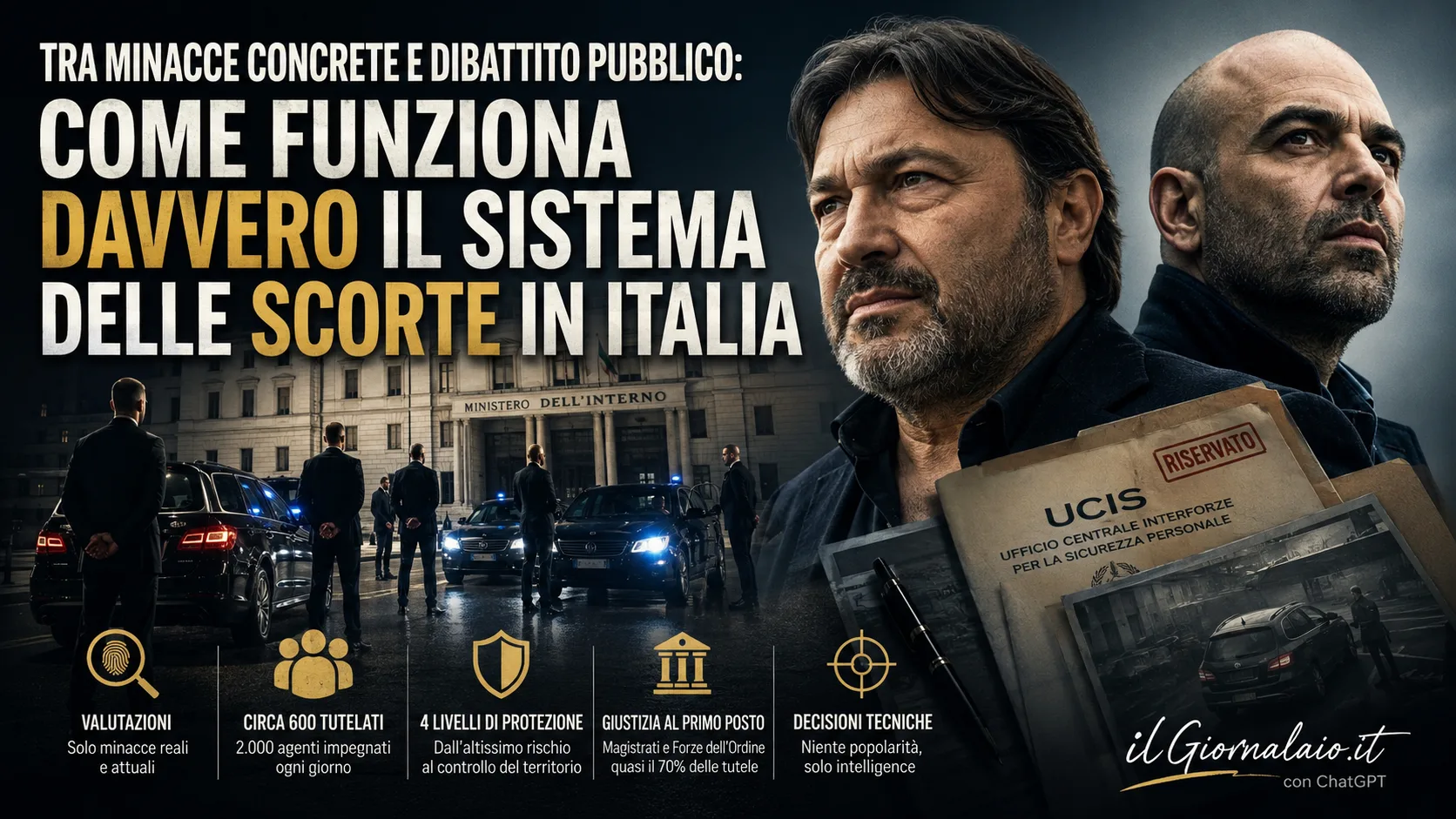 Tra minacce concrete e dibattito pubblico: come funziona davvero il sistema delle scorte in Italia